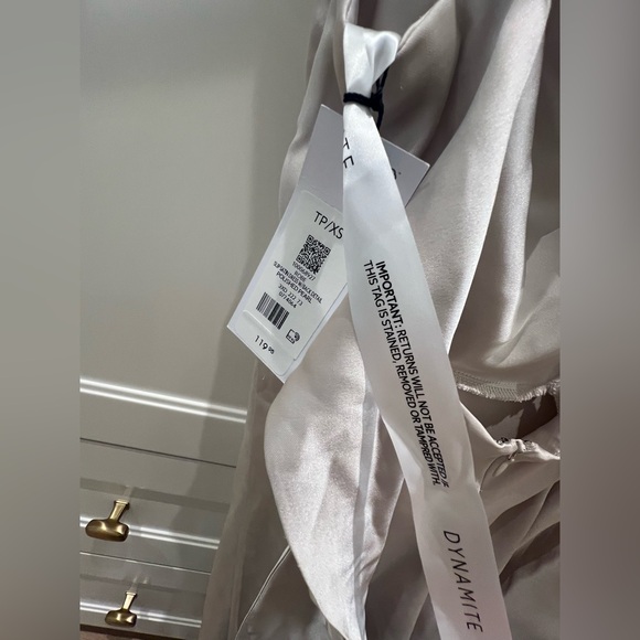 Dynamite Satin Cowl Neck Slip Dress in Polished Pearl - Picture 3 of 6